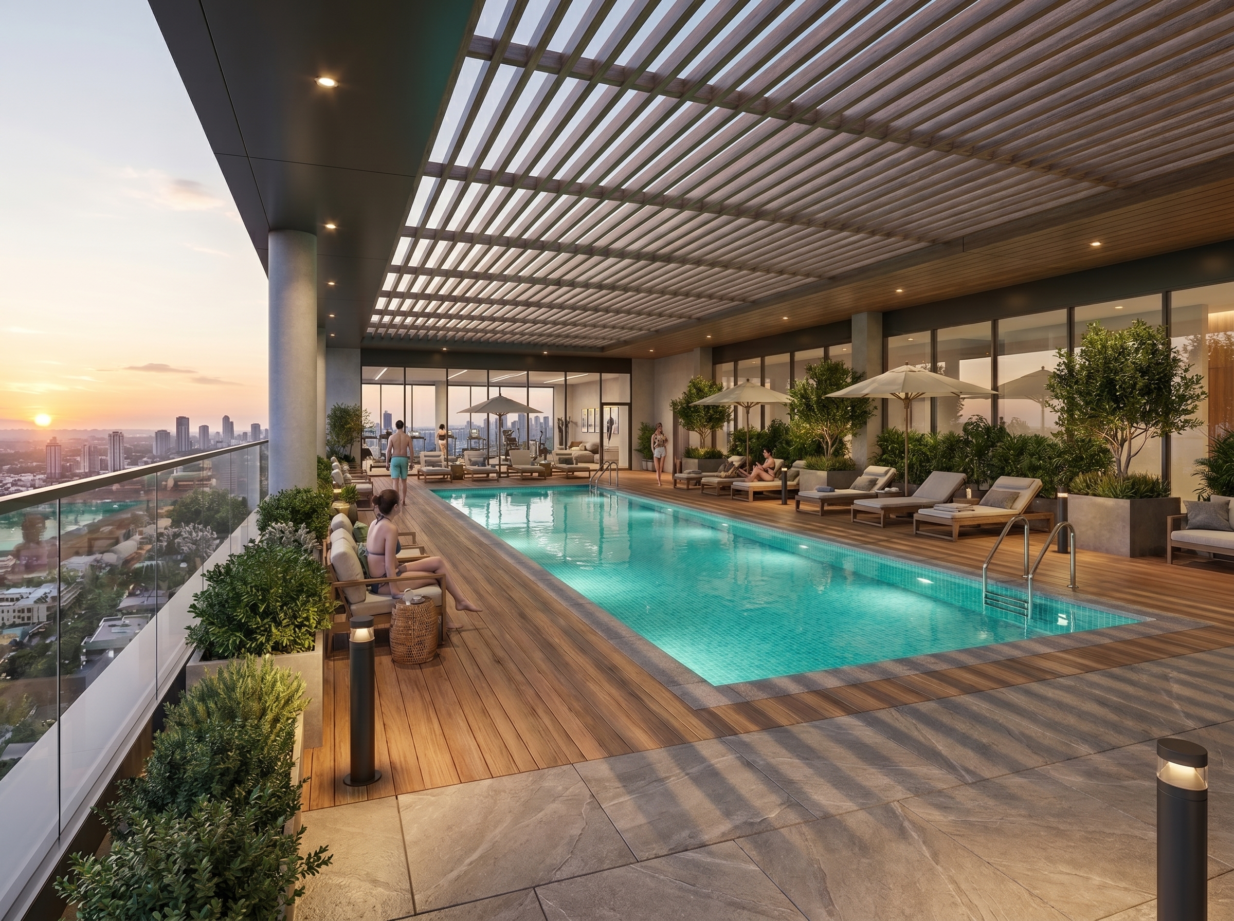 Piscina panorámica del proyecto inmobiliario en Tacna